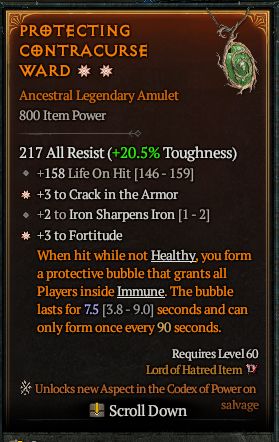 MMOJUGG Diablo 4 PROTECTING CONTRACURSE WARD#1292236 Details View of Item Function and Use