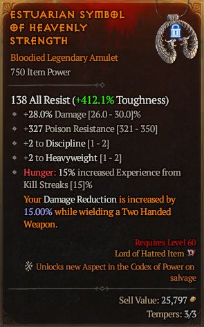 MMOJUGG Diablo 4 ESTUARIAN SYMBOL OF HEAVENLY STRENGTH#1293134 Details View of Item Function and Use