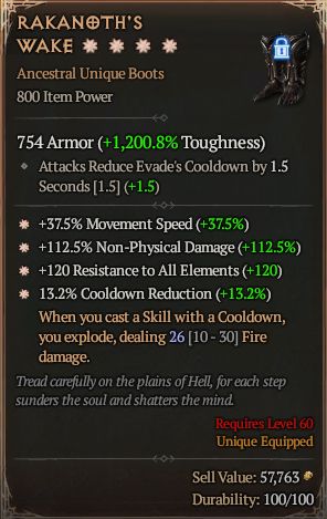 MMOJUGG Diablo 4 RAKANOTH'S WAKE#1296566 Details View of Item Function and Use