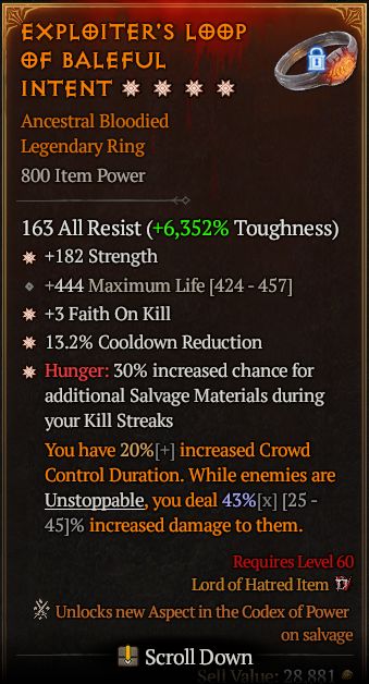 Diablo 4 EXPLOITER'S LOOP OF BALEFUL INTENT Ancestral Bloodied#1297749 Details MMOJUGG Diablo 4 EXPLOITER'S LOOP OF BALEFUL INTENT Ancestral Bloodied#1297749 Details View of Item Function and Use