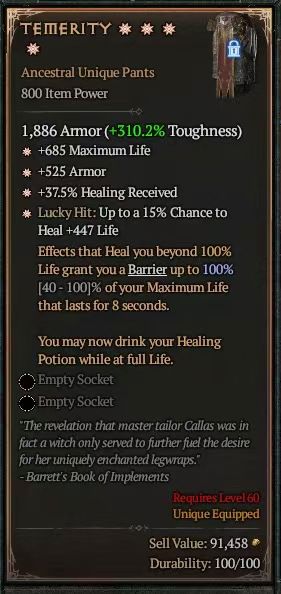 MMOJUGG Diablo 4 TEMERITY#1319413 Details View of Item Function and Use