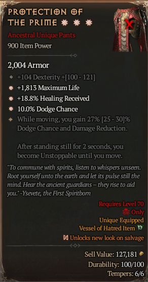 MMOJUGG Diablo 4 PROTECTION OF THE PRIME#1326495 Details View of Item Function and Use