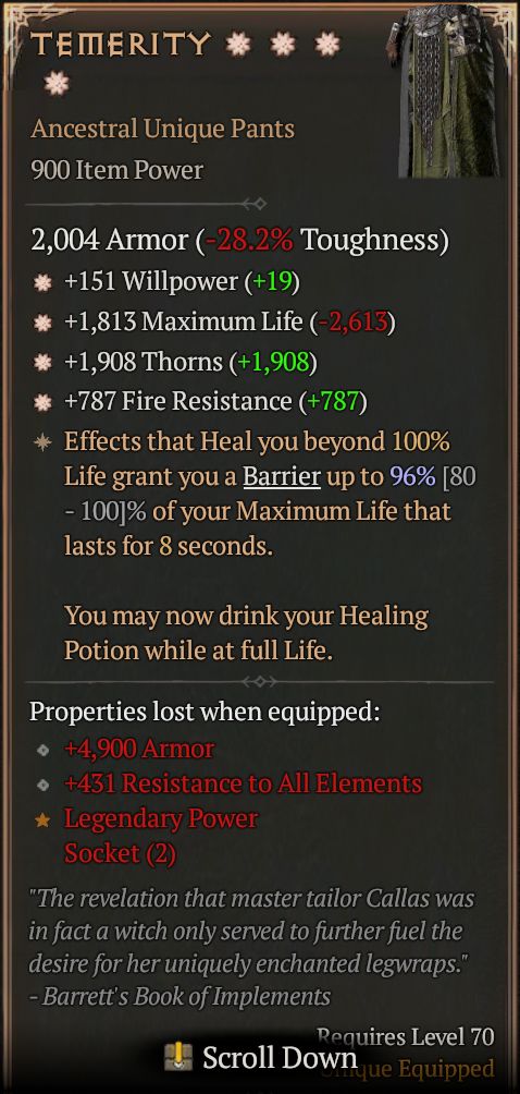 MMOJUGG Diablo 4 TEMERITY#1328370 Details View of Item Function and Use
