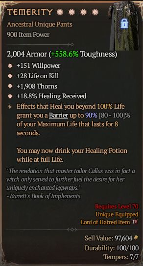 MMOJUGG Diablo 4 TEMERITY#1328525 Details View of Item Function and Use