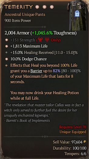 MMOJUGG Diablo 4 TEMERITY#1329917 Details View of Item Function and Use