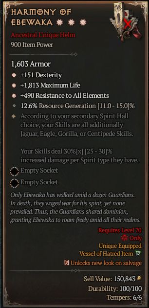 MMOJUGG Diablo 4 HARMONY OF EBEWAKA#1366196 Details View of Item Function and Use
