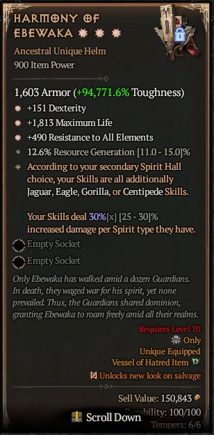 MMOJUGG Diablo 4 HARMONY OF EBEWAKA#1366218 Details View of Item Function and Use