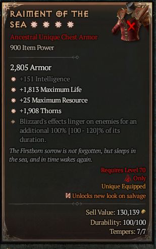 MMOJUGG Diablo 4 RAIMENT OF THE SEA#1374283 Details View of Item Function and Use