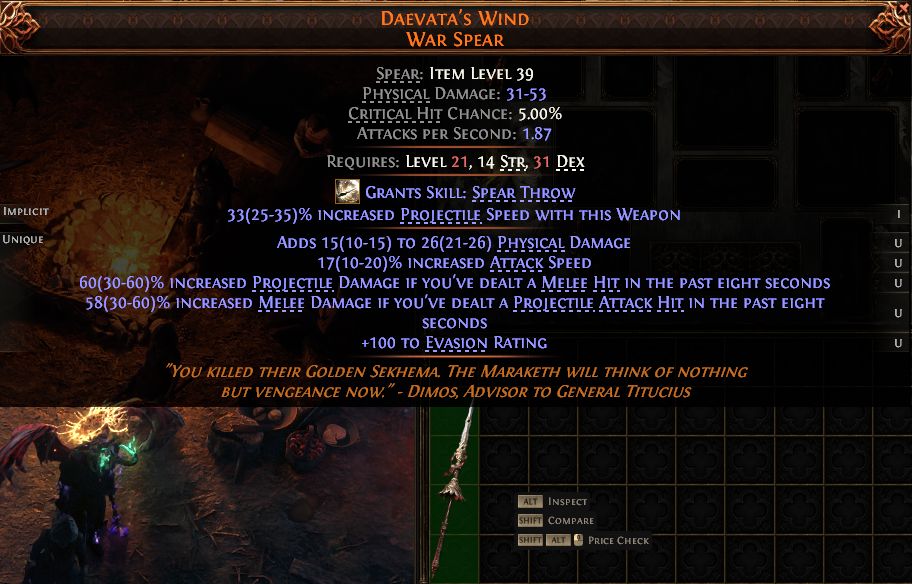 MMOJUGG 流亡黯道 2 (Path of Exile 2) DAEVATA'S WIND WAR SPEAR#1434626 Funktion und Verwendung des Gegenstände