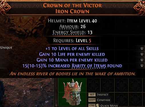 MMOJUGG Path of Exile 2 CROWN OF THE VICTOR IRON CROWN#1434630 Details View of Item Function and Use