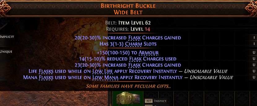 MMOJUGG Path of Exile 2 BIRTHRIGHT BUCKLE WIDE BELT#1434642 Details View of Item Function and Use