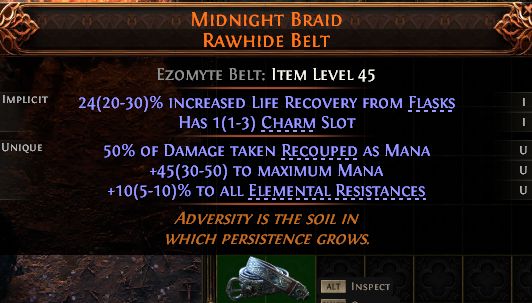 MMOJUGG Path of Exile 2 MIDNIGHT BRAID RAWHIDE BELT#1434645 Details View of Item Function and Use