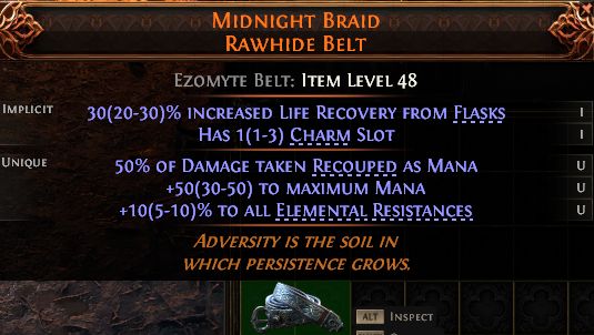 MMOJUGG Path of Exile 2 MIDNIGHT BRAID RAWHIDE BELT#1434646 Details View of Item Function and Use