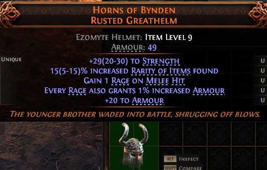 PoE2 (Runes of Aldur 0.5.0) HORNS OF BYNDEN RUSTED GREATHELM#1434647 Details MMOJUGG Path of Exile 2 HORNS OF BYNDEN RUSTED GREATHELM#1434647 Details View of Item Function and Use