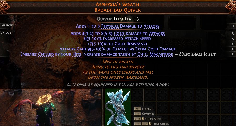 MMOJUGG Path of Exile 2 ASPHYXIA'S WRATH BROADHEAD QUIVER#1434656 Details View of Item Function and Use