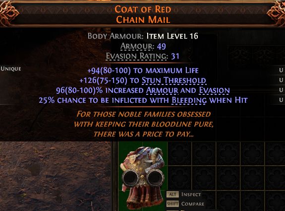 MMOJUGG Path of Exile 2 COAT OF RED CHAIN MAIL#1434658 Details View of Item Function and Use