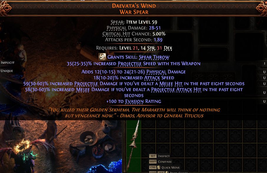 MMOJUGG 流亡黯道 2 (Path of Exile 2) DAEVATA'S WIND WAR SPEAR#1434664 Funktion und Verwendung des Gegenstände
