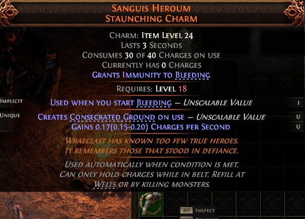 PoE2 (Runes of Aldur 0.5.0) SANGUIS HEROUM STAUNCHING CHARM#1434672 Details MMOJUGG Path of Exile 2 SANGUIS HEROUM STAUNCHING CHARM#1434672 Details View of Item Function and Use