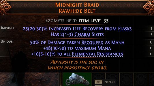 MMOJUGG Path of Exile 2 MIDNIGHT BRAID RAWHIDE BELT#1434677 Details View of Item Function and Use