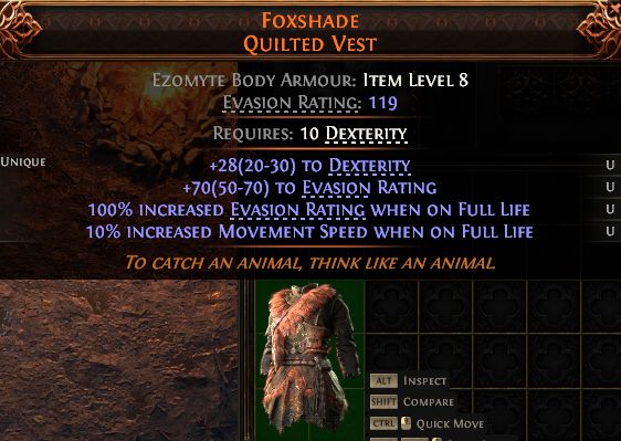 MMOJUGG 流亡黯道 2 (Path of Exile 2) FOXSHADE QUILTED VEST#1434679 Funktion und Verwendung des Gegenstände