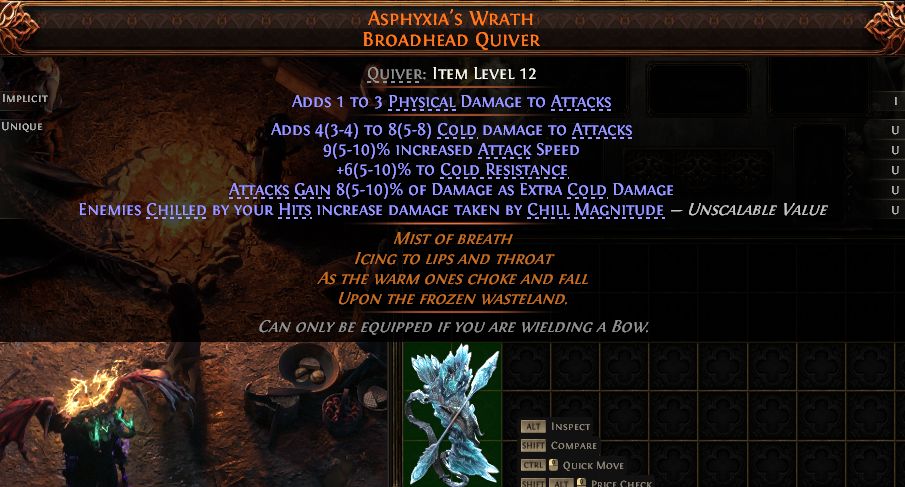 MMOJUGG Path of Exile 2 ASPHYXIA'S WRATH BROADHEAD QUIVER#1434682 Details View of Item Function and Use