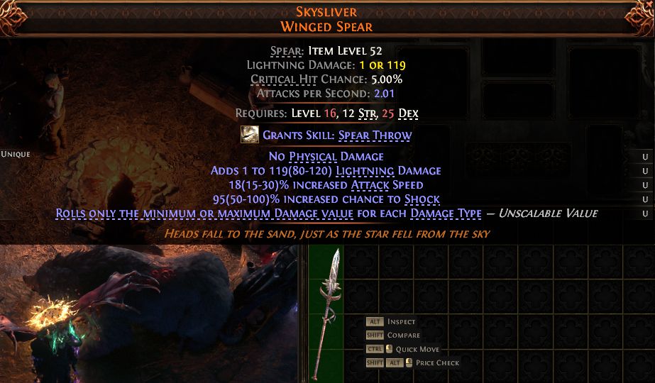 PoE2 (Runes of Aldur 0.5.0) SKYSLIVER WINGED SPEAR#1434691 Details anzeigen MMOJUGG Path of Exile 2 SKYSLIVER WINGED SPEAR#1434691 Funktion und Verwendung des Gegenstände