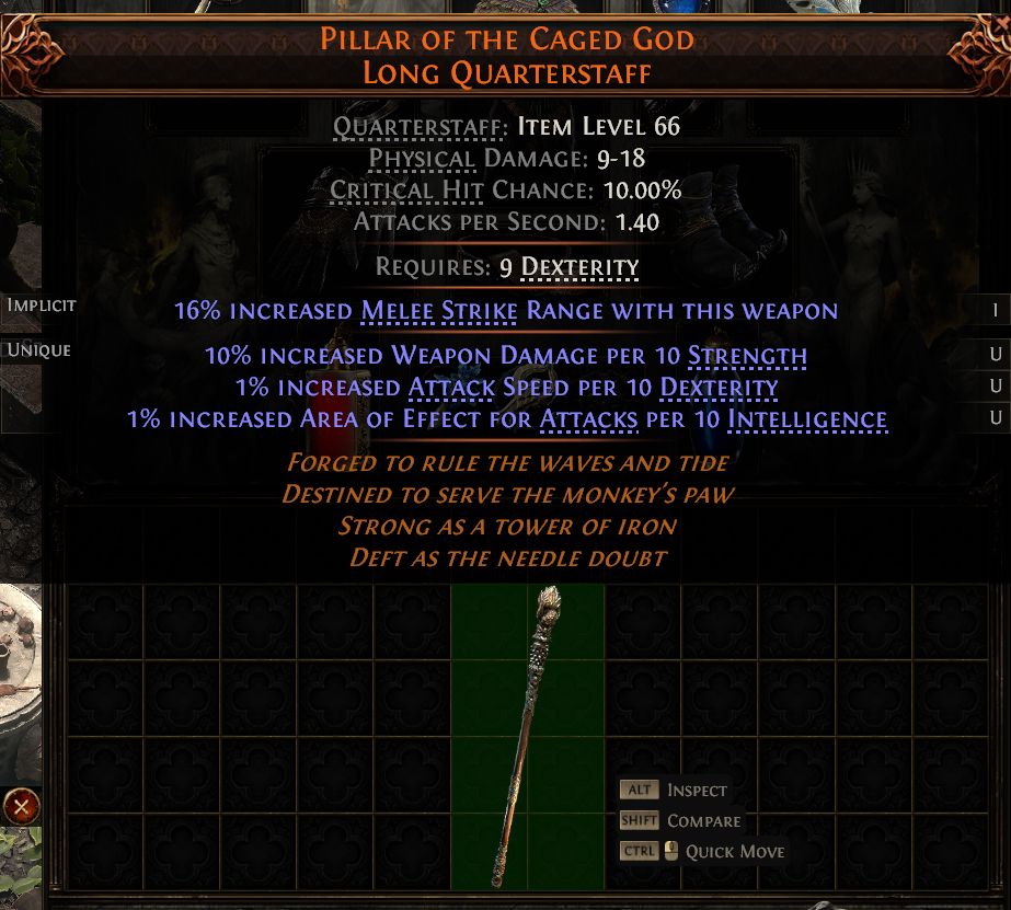 MMOJUGG Path of Exile 2 PILLAR OF THE CAGED GOD LONG QUARTERSTAFF#1435394 Funktion und Verwendung des Gegenstände