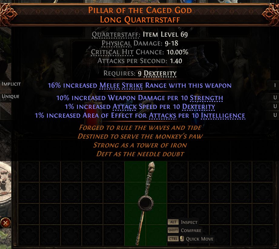 MMOJUGG Path of Exile 2 PILLAR OF THE CAGED GOD LONG QUARTERSTAFF#1435395 Funktion und Verwendung des Gegenstände