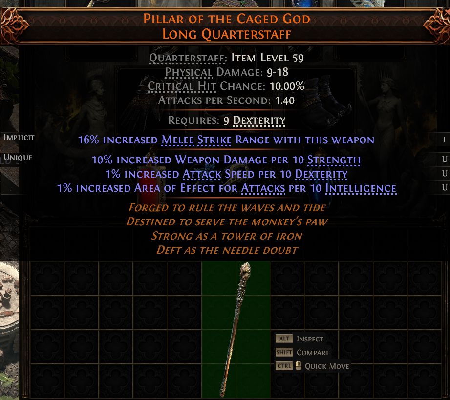 MMOJUGG Path of Exile 2 PILLAR OF THE CAGED GOD LONG QUARTERSTAFF#1435397 Funktion und Verwendung des Gegenstände