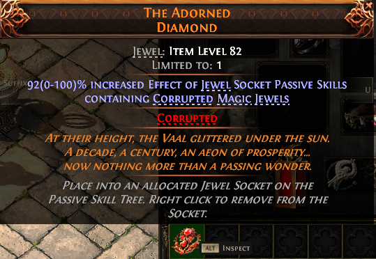 MMOJUGG Path of Exile 2 THE ADORNED DIAMOND#933776 Details View of Item Function and Use