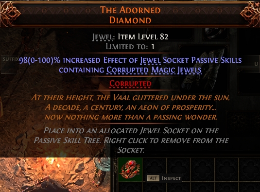MMOJUGG Path of Exile 2 THE ADORNED DIAMOND#933639 Details View of Item Function and Use