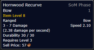 WoW Classic Era Hornwood Recurve Bow Details MMOJUGG WoW Classic: Era EU (60) Hornwood Recurve Bow Details View of Item Function and Use