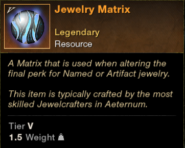 MMOJUGG New World Aeternum Jewelry Matrix Details View of Item Function and Use