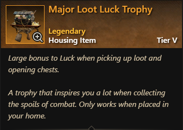 MMOJUGG New World Aeternum Major Loot Luck Trophy Details View of Item Function and Use