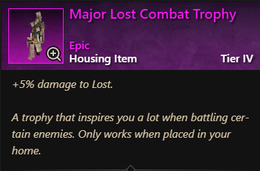 MMOJUGG New World Aeternum Major Lost Combat Trophy Details View of Item Function and Use