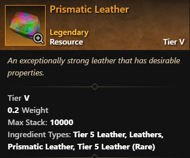 MMOJUGG New World Aeternum Prismatic Leather * 50 Details View of Item Function and Use