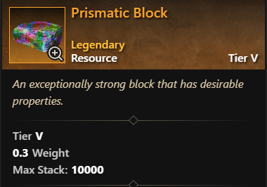 MMOJUGG New World Aeternum Prismatic Block * 50 Details View of Item Function and Use