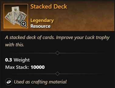 MMOJUGG New World Aeternum Stacked Deck Details View of Item Function and Use