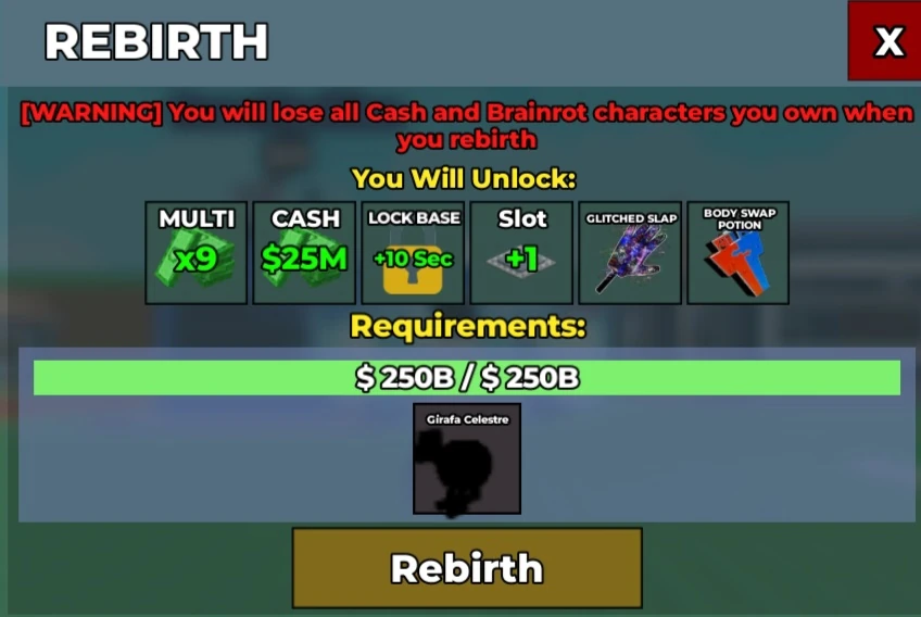 MMOJUGG Steal a Brainrot Rebirth 10 Brainrots Details View of Item Function and Use