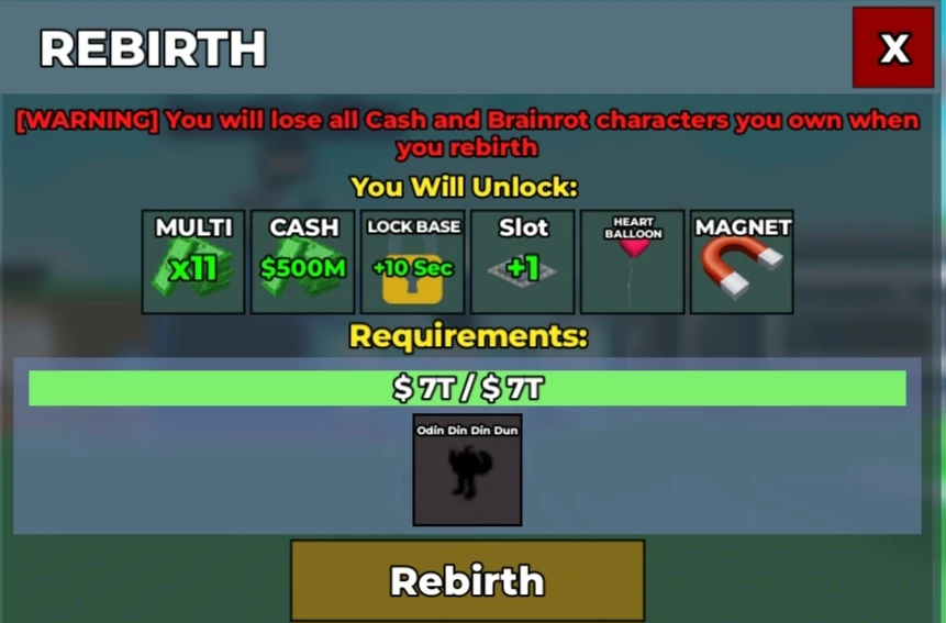 MMOJUGG Steal a Brainrot Rebirth 12 Brainrots Details View of Item Function and Use