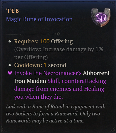 MMOJUGG Diablo 4 Teb Details View of Item Function and Use